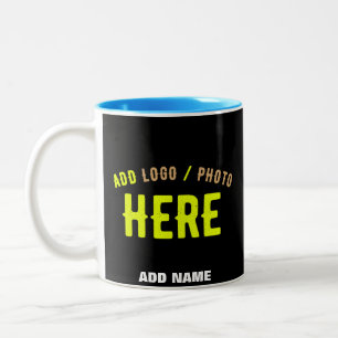 TASSE 2 COULEURS MODERNE ET MODERNE PERSONNALISABLE NOIR VÉRIFIÉ