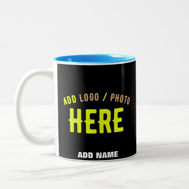 TASSE 2 COULEURS MODERNE ET MODERNE PERSONNALISABLE NOIR VÉRIFIÉ (Gauche)
