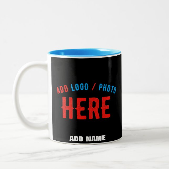 TASSE 2 COULEURS MODERNE ET MODERNE PERSONNALISABLE NOIR VÉRIFIÉ (Gauche)
