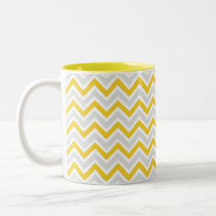 Tasse 2 Couleurs Moderne jaune et gris de motif de Chevron