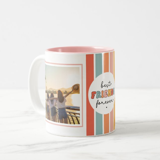 Tasse 2 Couleurs Moderne Meilleur Amis Pour Retro Photo personnalis (Devant gauche)