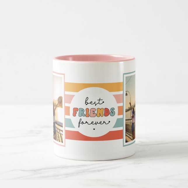 Tasse 2 Couleurs Moderne Meilleur Amis Pour Retro Photo personnalis (Centre)