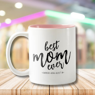 Tasse 2 Couleurs Moderne Meilleure maman Jamais maman Enfants Nom S