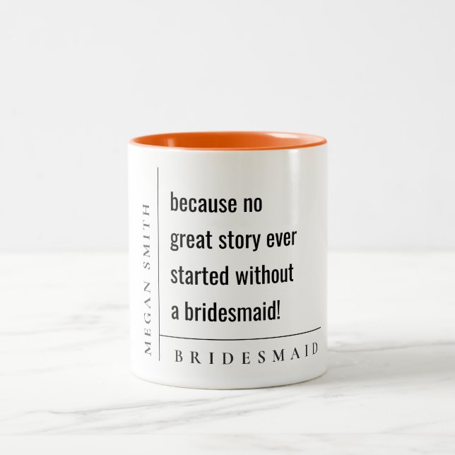 Tasse 2 Couleurs Moderne Minimal simple Bold Classy Bridesmaid Cade (Centre)