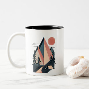 Tasse 2 Couleurs Moderne Minimaliste Géométrique Montagne Camp Exté