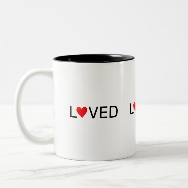 Tasse 2 Couleurs Moderne Personnalisé Coeur aimé (Gauche)