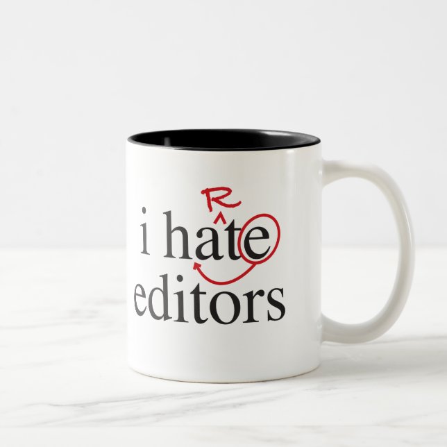 Tasse 2 Couleurs moi déteste/rédacteurs de coeur (Droit)