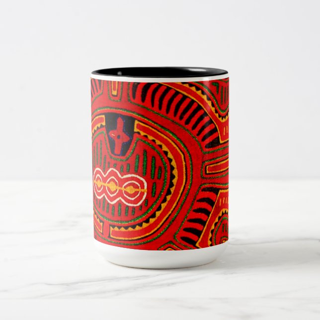 Tasse 2 Couleurs Mola Design par les Indiens San Blas (Centre)