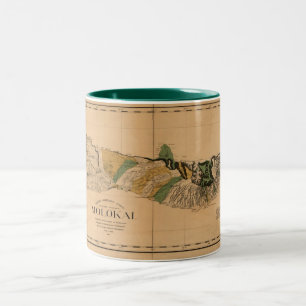 Tasse 2 Couleurs Molokai, 1897, carte vintage d'Hawaï