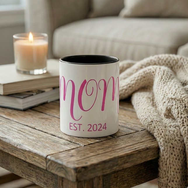 Tasse 2 Couleurs Mom Established Big Script New Mom Gift (Créateur téléchargé)