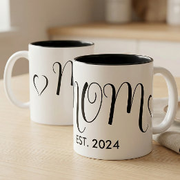 Tasse 2 Couleurs Mom Established New Mom Big Script Heart
