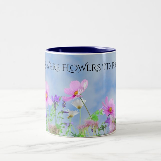 Tasse 2 Couleurs "MOM" fleurs café deux tonneaux. (Centre)