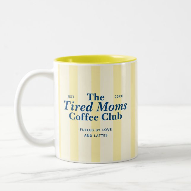 Tasse 2 Couleurs Moms Club Typography Yellow Stripes (Gauche)