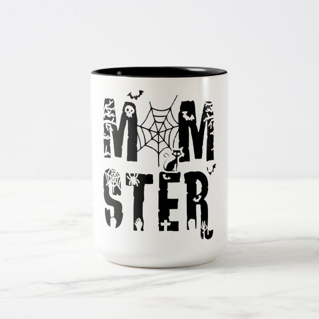 Tasse 2 Couleurs Momster Funny Halloween Spider Bat Graphisme (Centre)