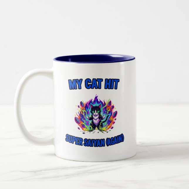 Tasse 2 Couleurs Mon chat devient Super Saiyan (encore) (Gauche)