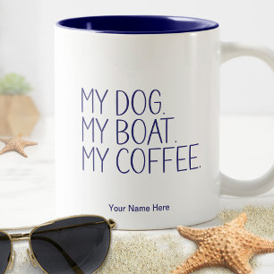 Tasse 2 Couleurs Mon chien bateau café. Drôle capitaine humour de p