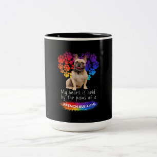 Tasse 2 Couleurs Mon Coeur Est Tenu Par Les Poches D'Un Bulldog Fra