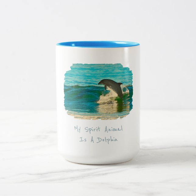 Tasse 2 Couleurs Mon Esprit Animal Est Un Dauphin (Centre)
