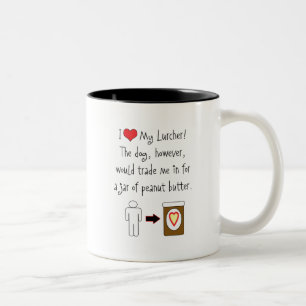 Tasse 2 Couleurs Mon Lurcher aime le beurre d'arachide