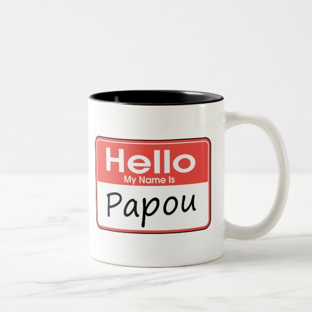 Tasse 2 Couleurs Mon nom est Papou (Droit)