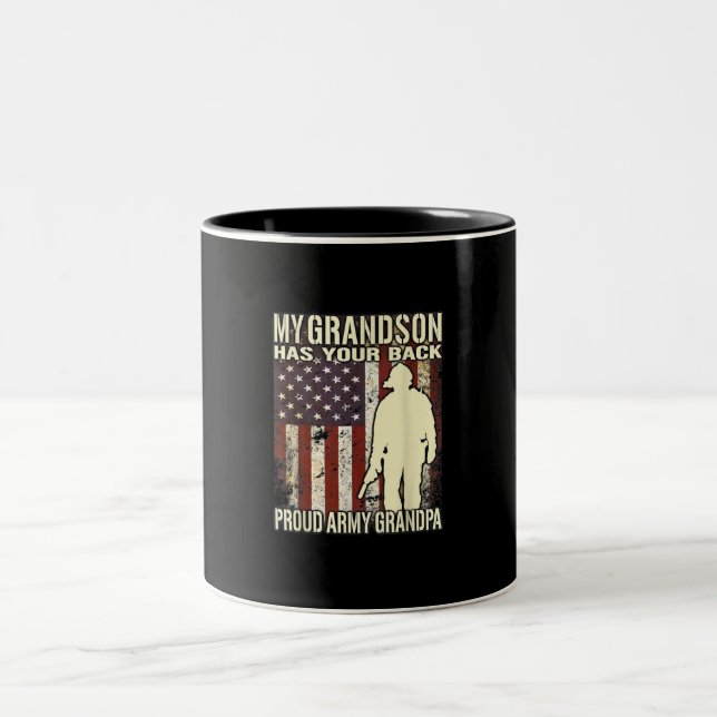 Tasse 2 Couleurs Mon petit-fils a ton dos - Us Flag Frouille Army (Centre)