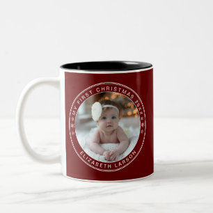 Tasse 2 Couleurs Mon premier Noël personnalisé bébé photo rouge