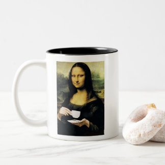 Tasse 2 Couleurs Mona Lisa tenant du thé chaud Léonard de Vinci