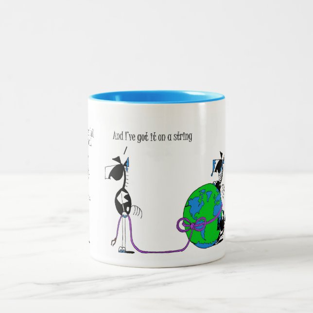 Tasse 2 Couleurs Monde drôle sur une bande dessinée de cheval de (Centre)