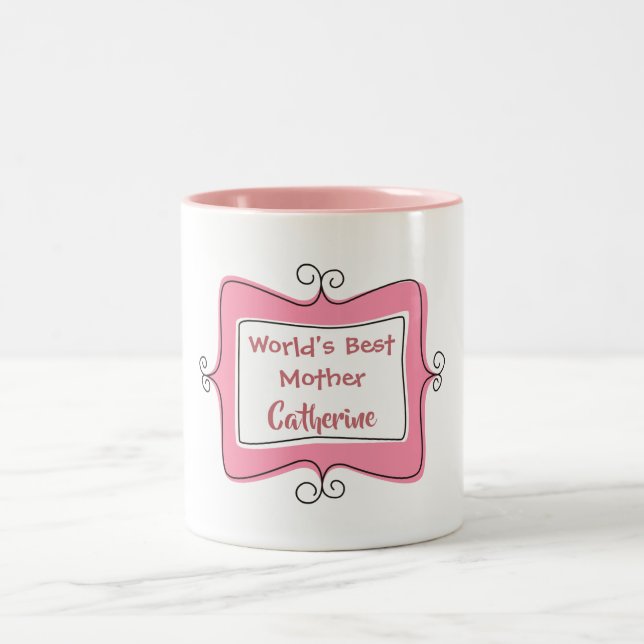 Tasse 2 Couleurs Mondes rose et blanc Meilleure mère (Centre)