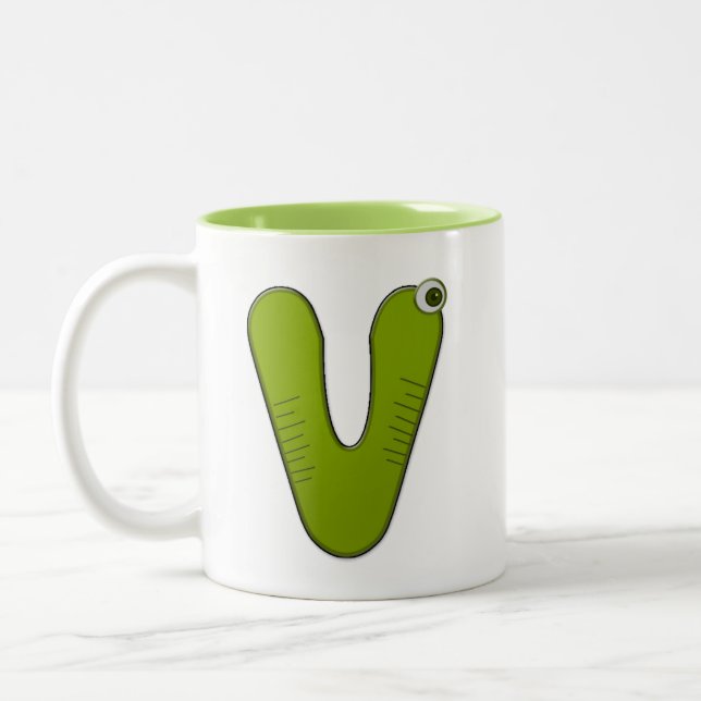 Tasse 2 Couleurs monogramme animal - V (Gauche)