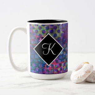 Tasse 2 Couleurs Monogramme avec Art numérique Abstrait multicolore