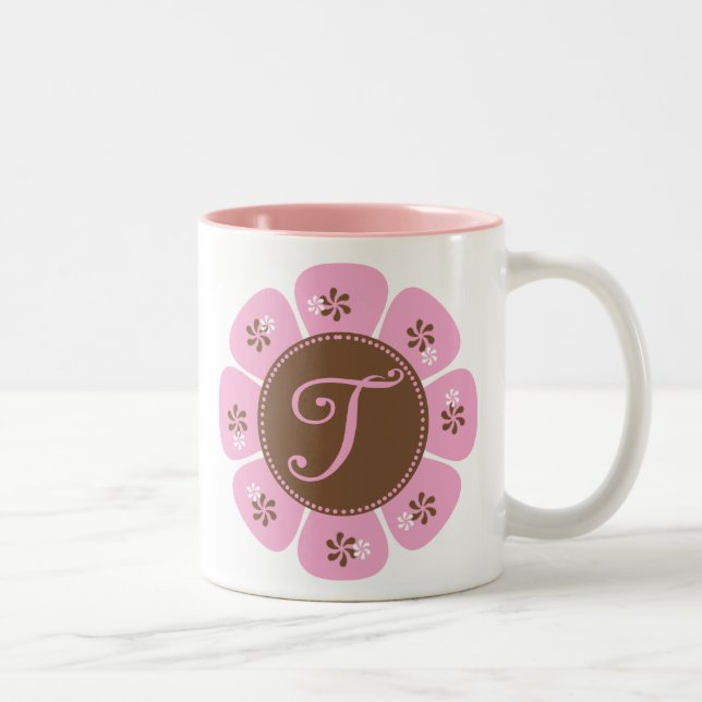 Tasse 2 Couleurs Monogramme Brown et rose T (Droit)