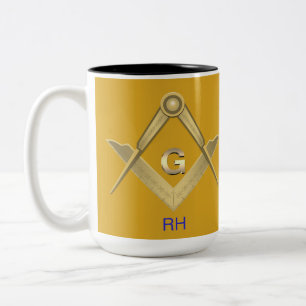 Tasse 2 Couleurs Monogramme Carré et boussole classique