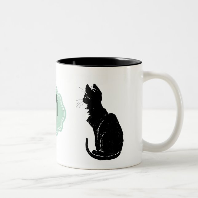 Tasse 2 Couleurs Monogramme Chat noir Art Nouveau Conversation Noir (Droit)