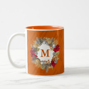 Tasse 2 Couleurs MONOGRAMME DE LA couronne de Noël Célébrez Jésus O