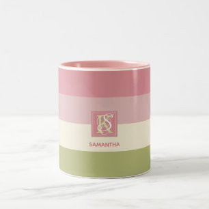 Tasse 2 Couleurs Monogramme de la palette de couleurs verte Rose à