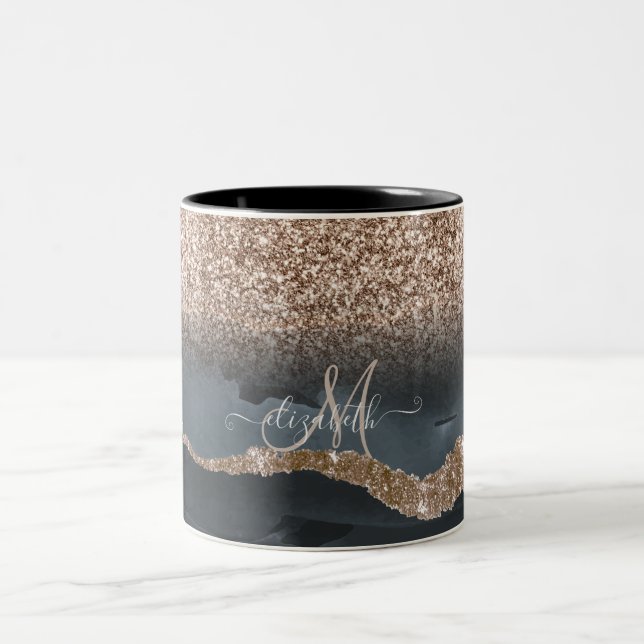 Tasse 2 Couleurs Monogramme de marbre de Parties scintillant modern (Centre)
