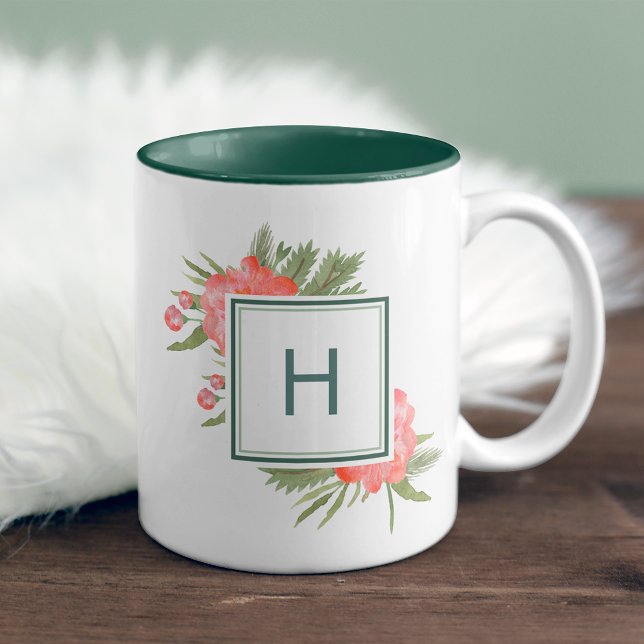 Tasse 2 Couleurs Monogramme de tourbe d'hiver (Créateur téléchargé)