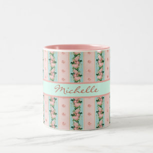 Tasse 2 Couleurs Monogramme feminin Papier peint rose Mint