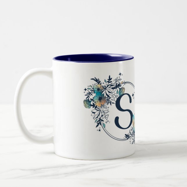 Tasse 2 Couleurs Monogramme floral mystique initial - Lettre S (Gauche)