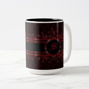 Tasse 2 Couleurs Monogramme gothique orné noir et rouge