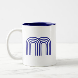 Tasse 2 Couleurs Monogramme Initiale Bleue Moderne Simple