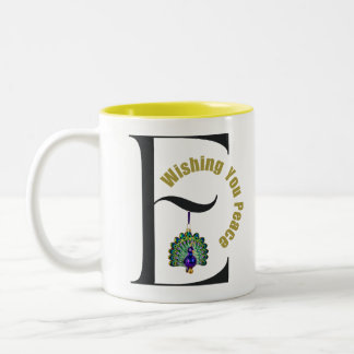 Tasse 2 Couleurs Monogramme lettre noire E Peacock vous souhaite la
