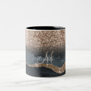 Tasse 2 Couleurs Monogramme Marbre Pailleté Moderne