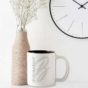 Tasse 2 Couleurs Monogramme minimaliste moderne Script commercial B