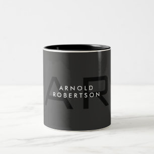 Tasse 2 Couleurs Monogramme moderne Gris clair tendance Ajouter un