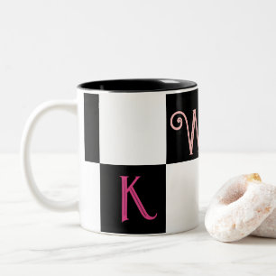 Tasse 2 Couleurs Monogramme Moderne Noir et Blanc