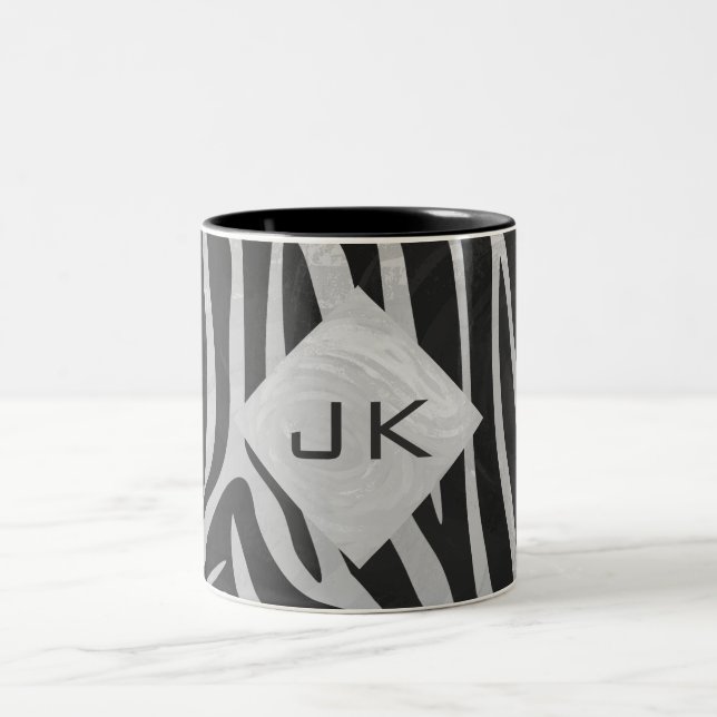 Tasse 2 Couleurs Monogramme noir et gris clair Zebra (Centre)