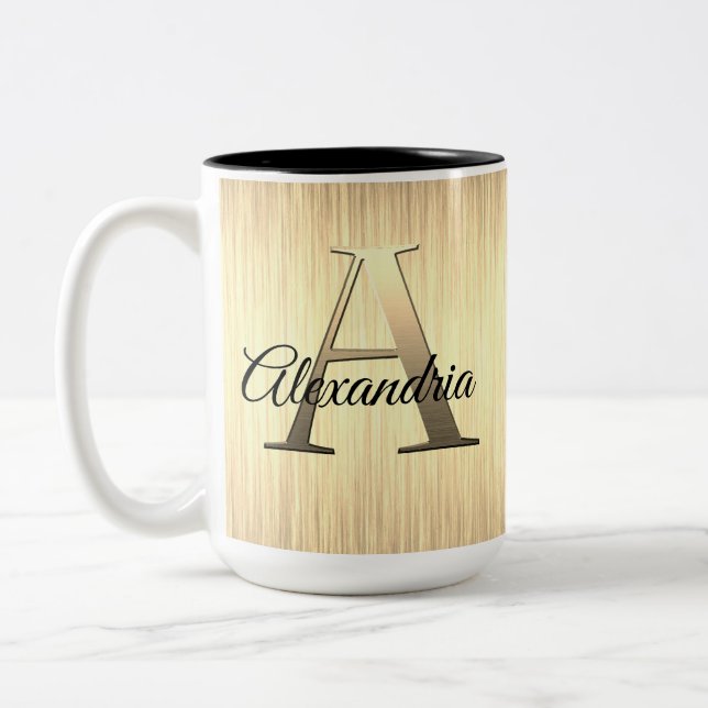 Tasse 2 Couleurs Monogramme or lisse (Gauche)