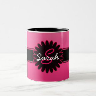Tasse 2 Couleurs Monogramme rose de gradient